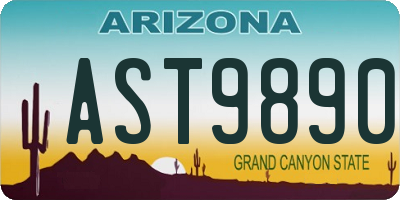 AZ license plate AST9890