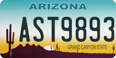 AZ license plate AST9893