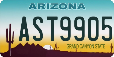 AZ license plate AST9905