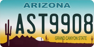 AZ license plate AST9908