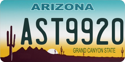 AZ license plate AST9920