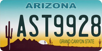 AZ license plate AST9928