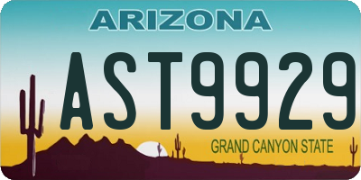 AZ license plate AST9929