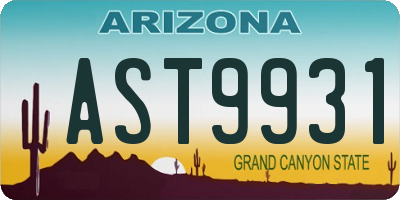 AZ license plate AST9931
