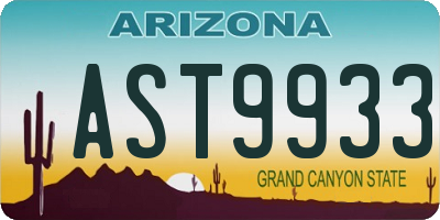 AZ license plate AST9933