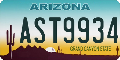 AZ license plate AST9934