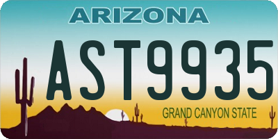 AZ license plate AST9935