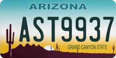 AZ license plate AST9937
