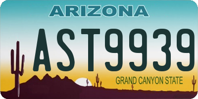 AZ license plate AST9939