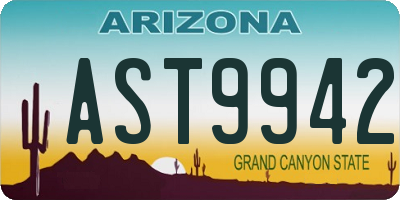 AZ license plate AST9942