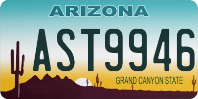 AZ license plate AST9946