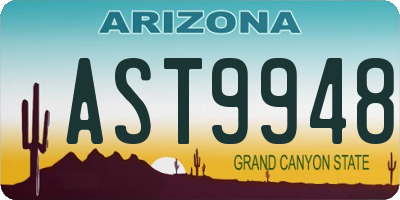 AZ license plate AST9948