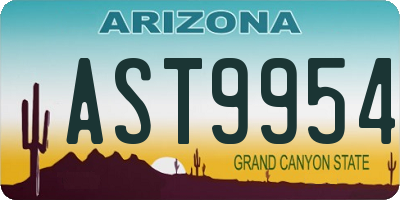 AZ license plate AST9954