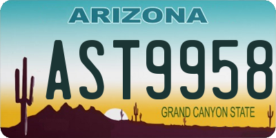 AZ license plate AST9958