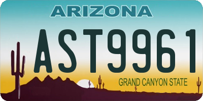AZ license plate AST9961