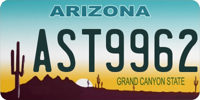 AZ license plate AST9962