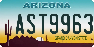 AZ license plate AST9963