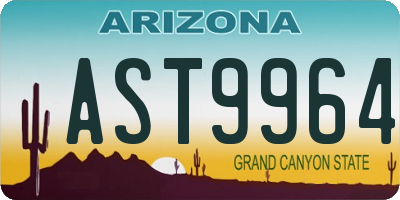 AZ license plate AST9964
