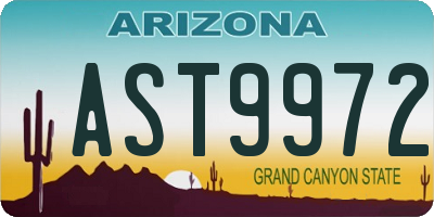 AZ license plate AST9972