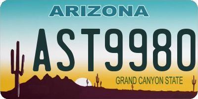 AZ license plate AST9980