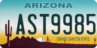 AZ license plate AST9985