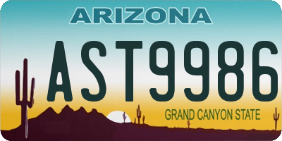 AZ license plate AST9986