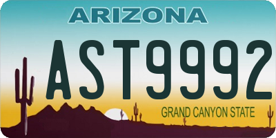 AZ license plate AST9992