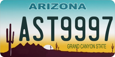 AZ license plate AST9997