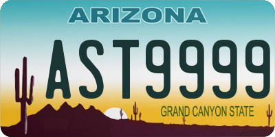 AZ license plate AST9999