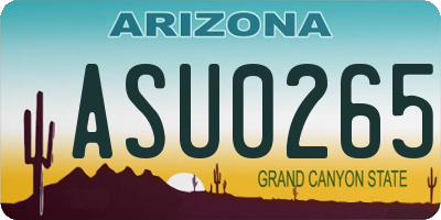 AZ license plate ASU0265
