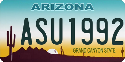AZ license plate ASU1992