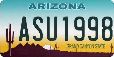 AZ license plate ASU1998