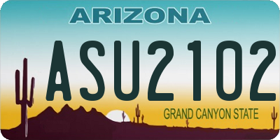 AZ license plate ASU2102