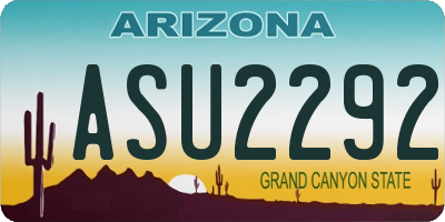 AZ license plate ASU2292