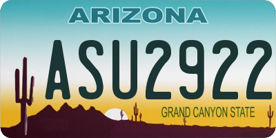 AZ license plate ASU2922