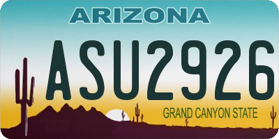 AZ license plate ASU2926