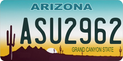 AZ license plate ASU2962
