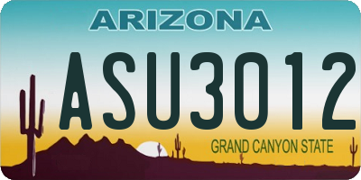 AZ license plate ASU3012