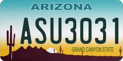 AZ license plate ASU3031