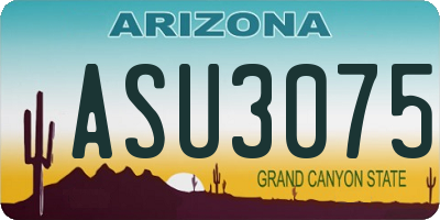 AZ license plate ASU3075