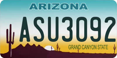 AZ license plate ASU3092