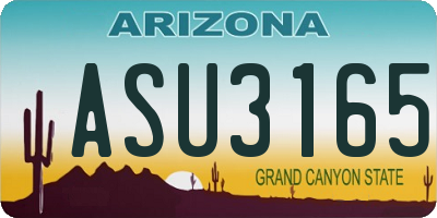 AZ license plate ASU3165