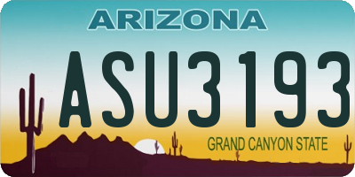 AZ license plate ASU3193