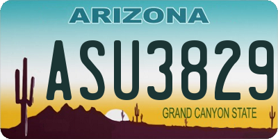 AZ license plate ASU3829