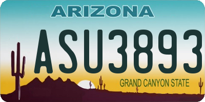 AZ license plate ASU3893