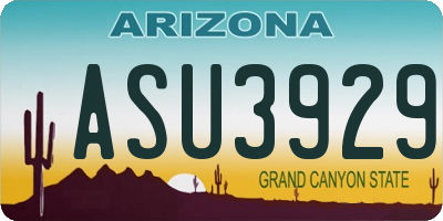 AZ license plate ASU3929