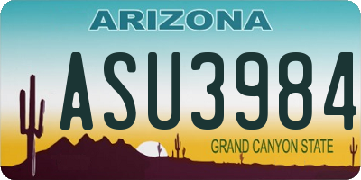 AZ license plate ASU3984