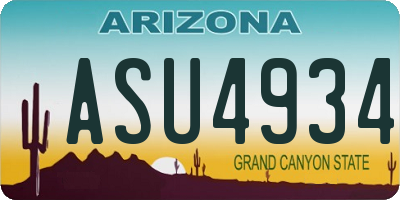AZ license plate ASU4934