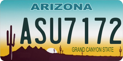 AZ license plate ASU7172