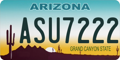 AZ license plate ASU7222